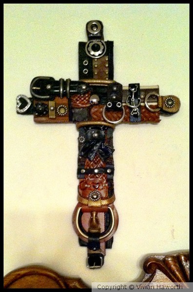 LEATHER COLLAGE CROSS