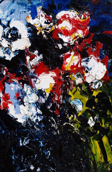 Red, black, white roses