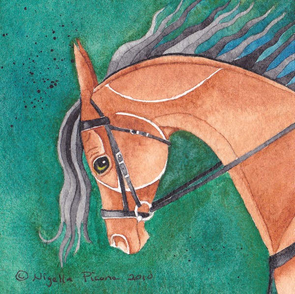 Bay Horse On Green