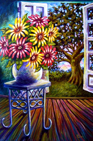 Sunflowers and the Oaktree