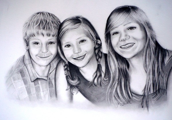 Dan, Katie and Olivia Balding 14x17 Strathmore Bristol Vellum