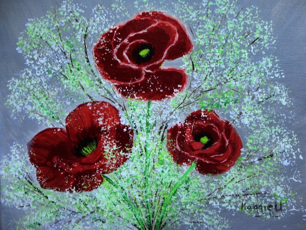 Poppies with Baby's breath