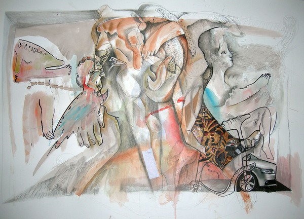 Serie NATURALEZA SUMERGIDA (XI). Técnica mixta sobre cartulina. 100x70 cms. Año 2009