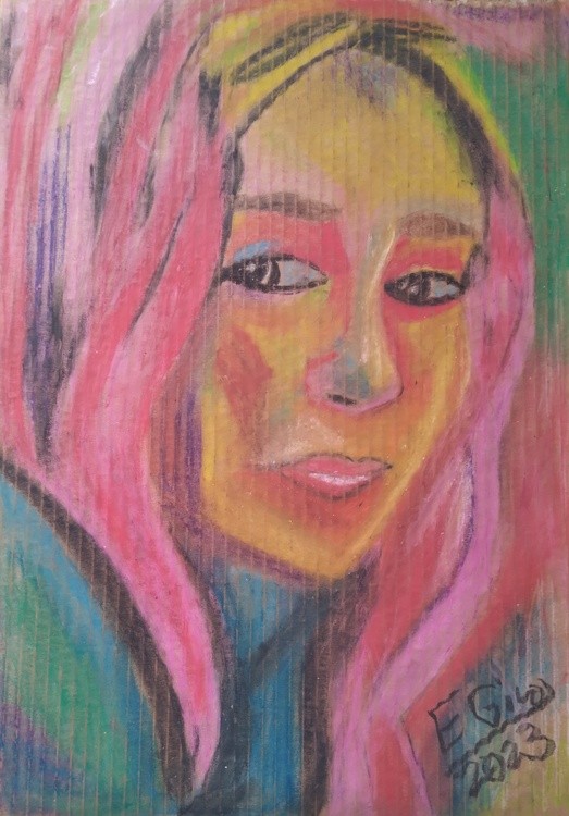 Girl with Dark Eyes and Pink Hair
