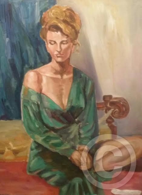 Young woman in silk robe