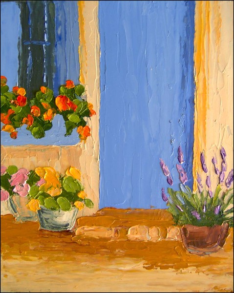 Blue Provence Door&Flowers