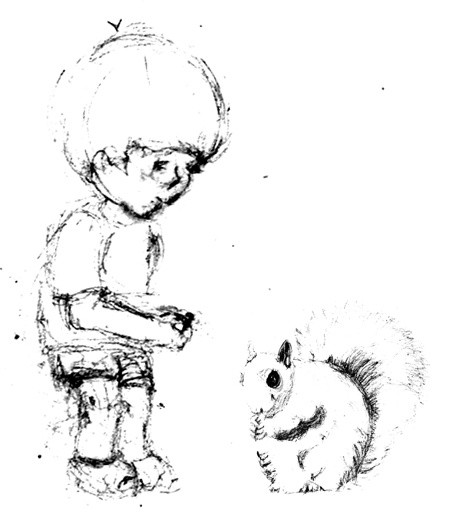 Kids Book Squirrel+Kid Sketch