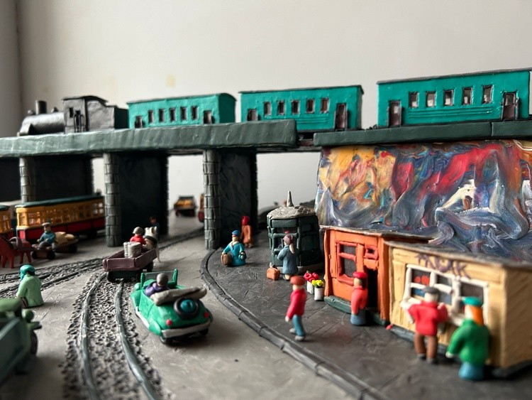 Traffic 2, plasticine, carboard, 70x50x17 cm