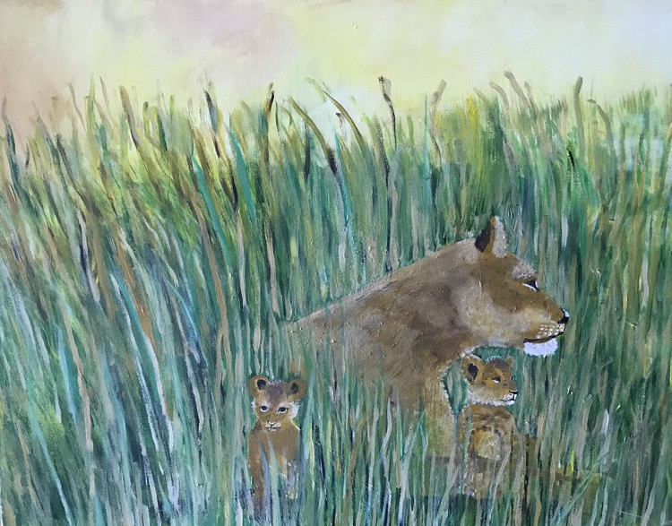 Mother Lion and Cubs