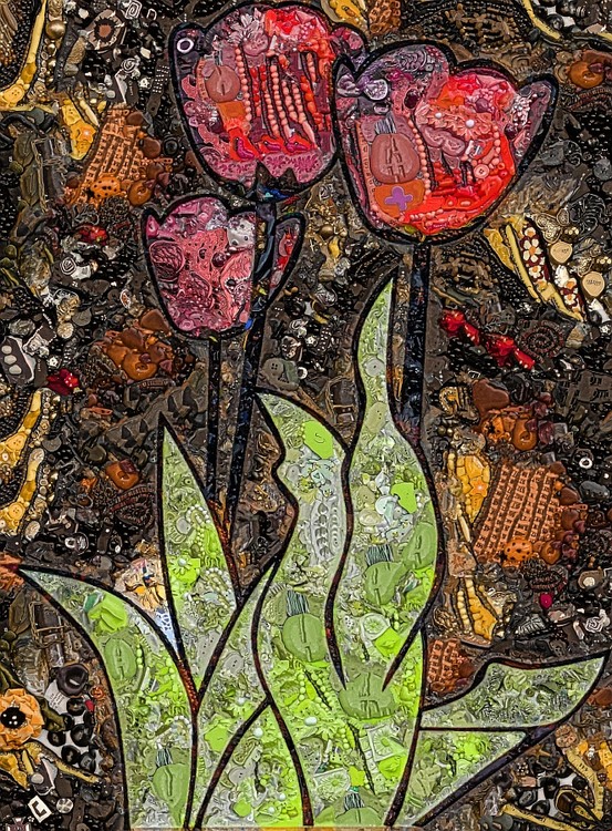 Tulips (Found Object Mosaic)
