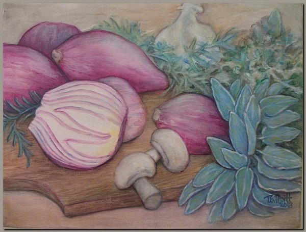 Red Onions Mushrooms and Herbs
