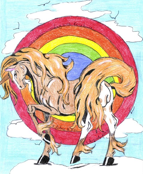 Sky Walker riding with rainbows