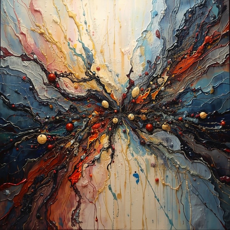 Abstract Cosmic Fusion | Modern Textured Acrylic Painting