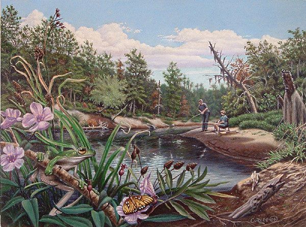 Fishing on Uchee Creek Oil Painting Art