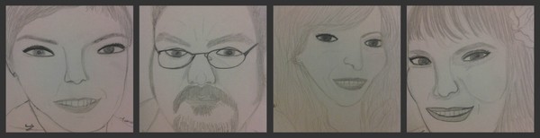 Sketch of Timony, Jon, Amie and Larkin
