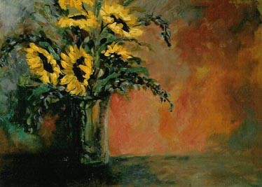 Vase of Sunflowers