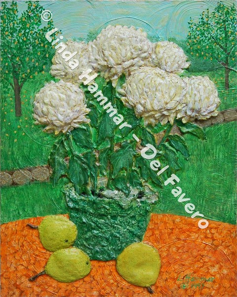 White Mums Painting