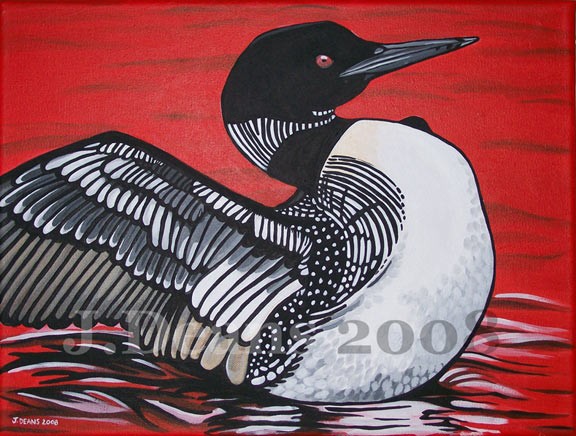 Loon Spreading His Wings
