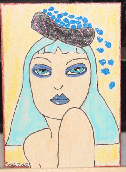 sinful blueberries Aceo card