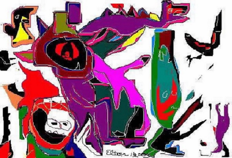 MIDNIGHT RUN THROUGH THE CEMETARY...(c)..2003...elton houck/ELTONS ART TIME VAULT.....