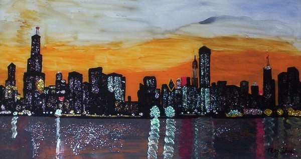 chicago at sunset