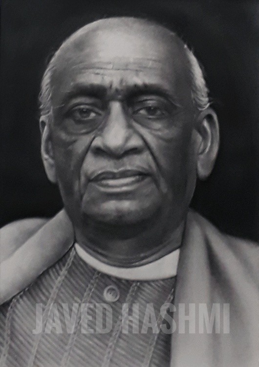 Sardar Vallabhbhai Patel Charcoal Portrait Drawing