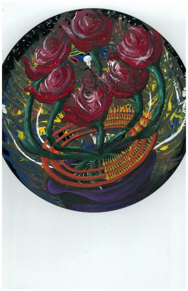 Flower in a purple hot plate hat