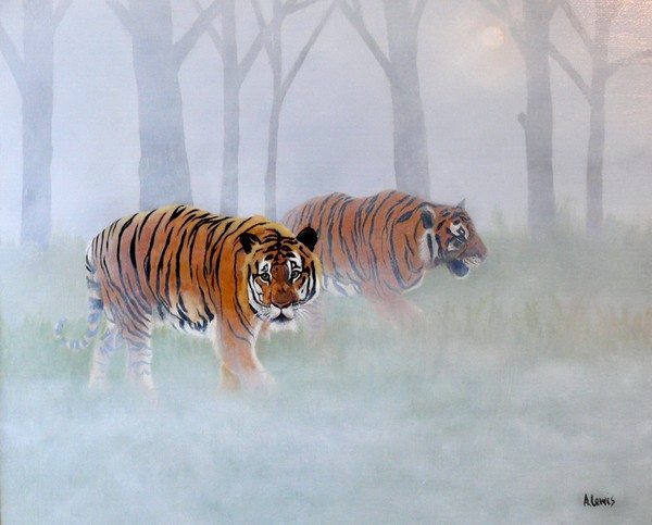 Tigers in the mist