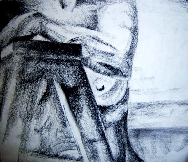 Charcoal Figure w/ Ladder