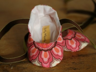 pink floral ballet baby booties by TillyWhistle