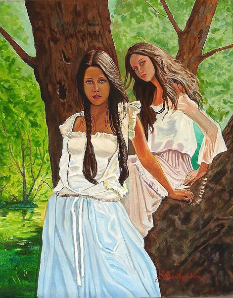 Girls in the forest