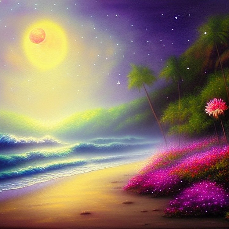 Moonlit tropical beach