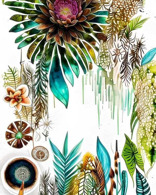 Tropical earth tones botanical