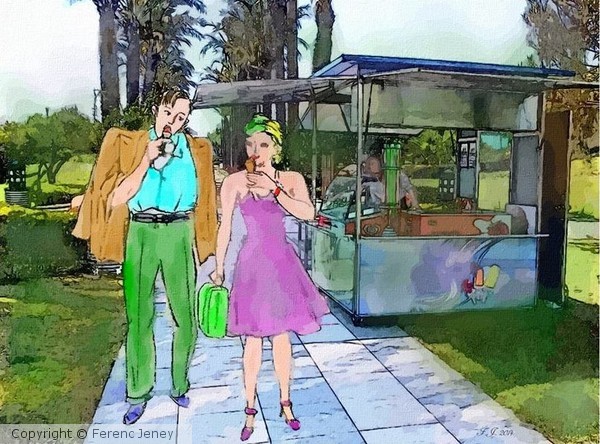 Ice cream time on the beach boulevard