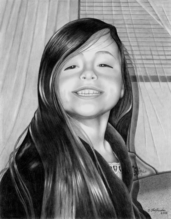 2006, Pencil Portrait #2 of my oldest granddaughter, Trinity