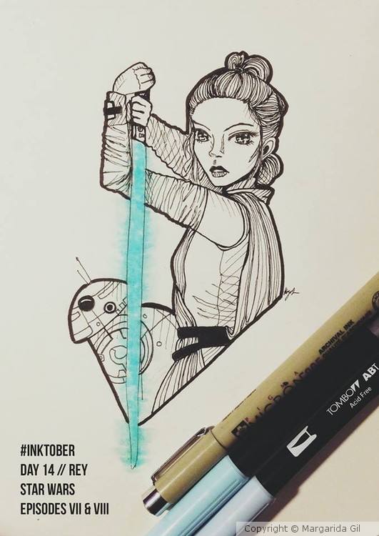 Inktober2018  Day 14 // Rey // Star Wars, Episode VII - The Force Awakens, Episode VIII - The Last J