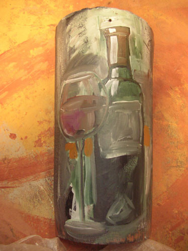 wine on a tuscan tile