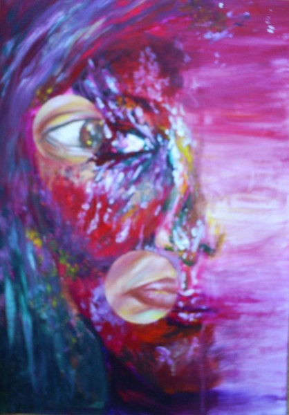self portrait(5) 'magnified in reds'