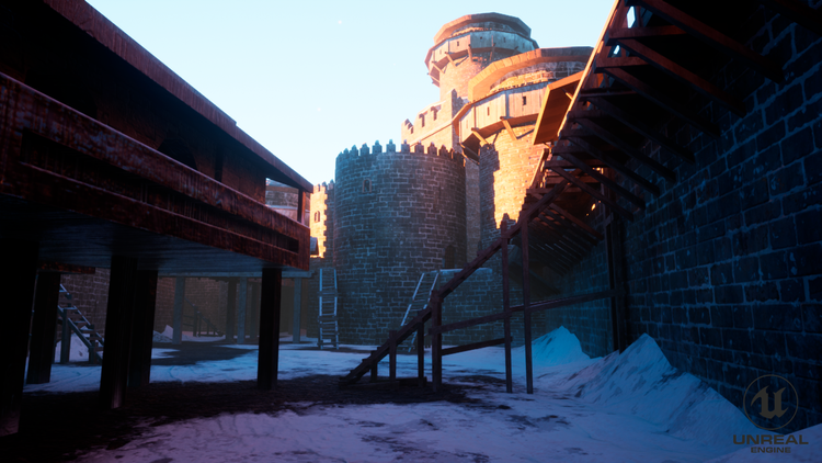 Winter Stairs Sunset