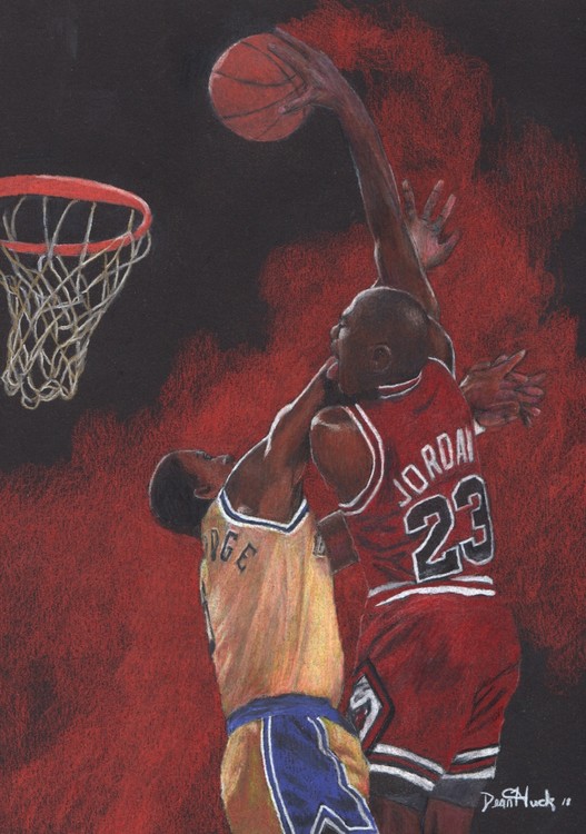 Michael Jordan - THE GREATEST - Colored pencil on black paper