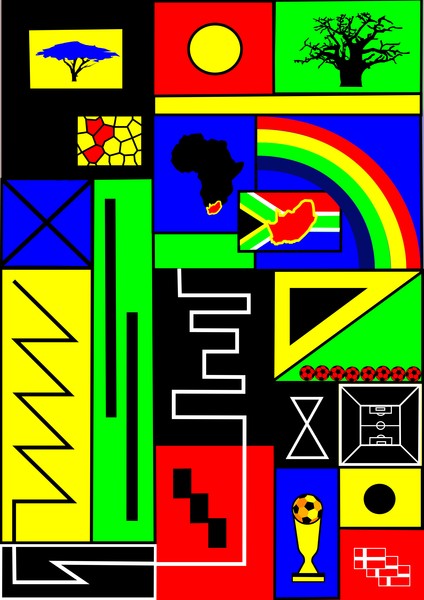 Collage with South African Symbols at 2010 FIFA World Cup South Africa