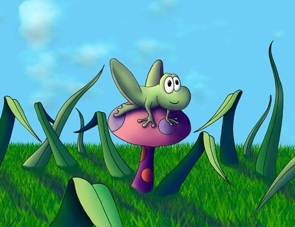 frog on mushroom