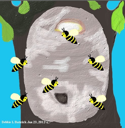 BEE HIVE AND BEES