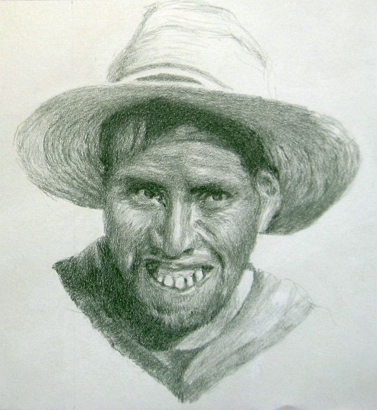 Peasant Man - Pencil Drawing