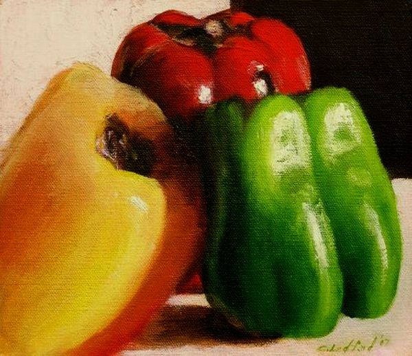Three Bell Peppers - Still Life Oil Painting