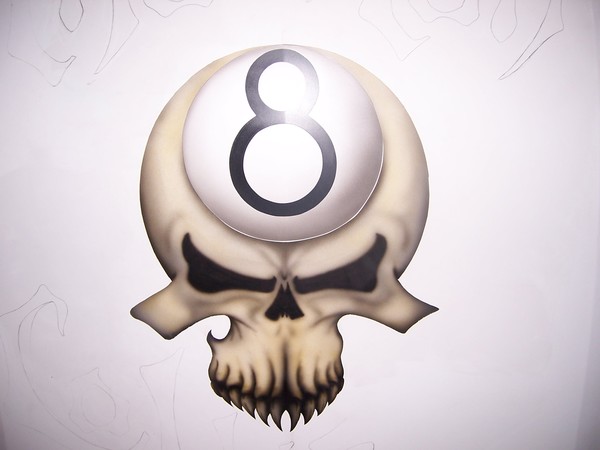 Skull with 8 ball