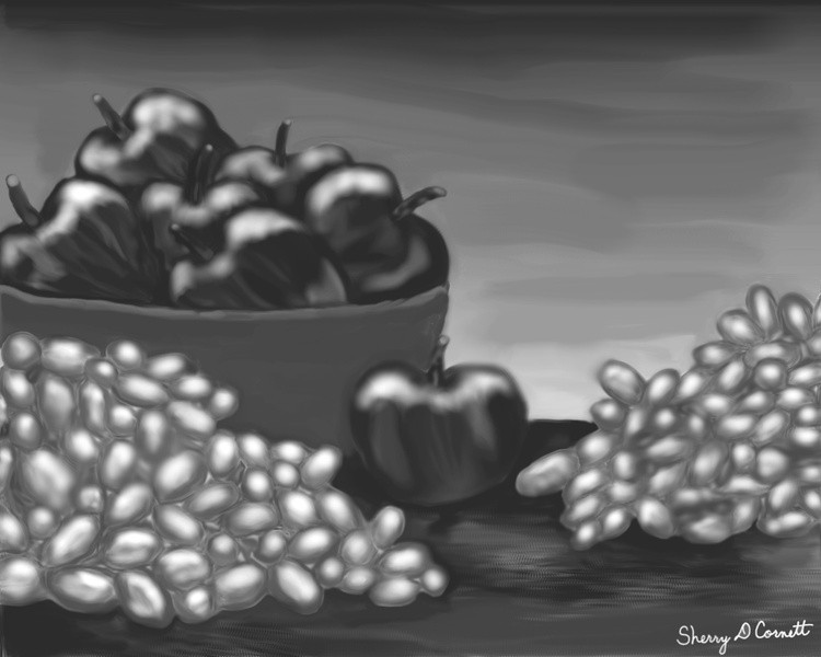 Apples & Grapes Still Life