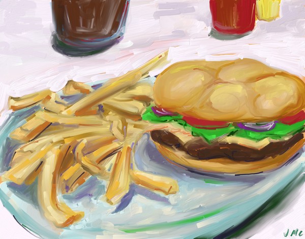 Hamburger and Fries