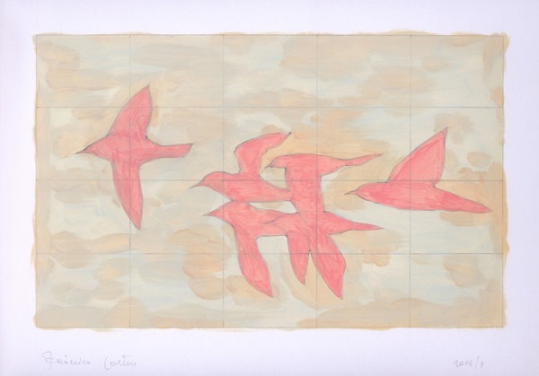 6 pink birds