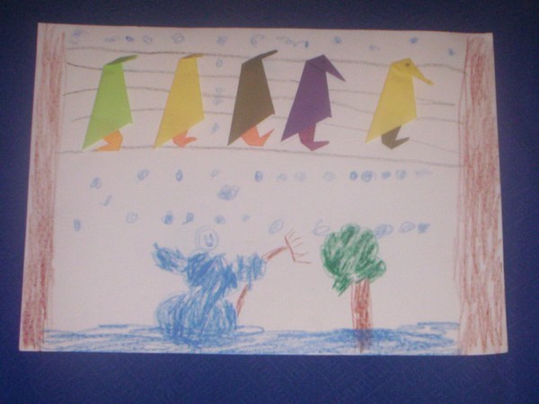 My son's early artwork: Birds in Winter